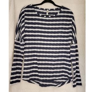 Helen Jon sweater navy & white Size Medium beach nautical light knit made in USA